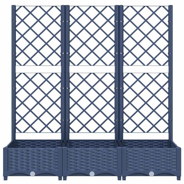 vidaXL Jardini&egrave;re avec treillis bleu gris 120x40x121,5 cm PP