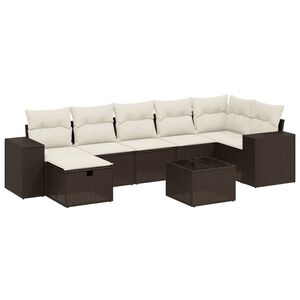 vidaXL Salon de jardin avec coussins 7 pcs marron r&eacute;sine tress&eacute;e