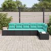 vidaXL Ensemble de canap&eacute; de jardin avec coussin 6 pcs Noir polyrotin