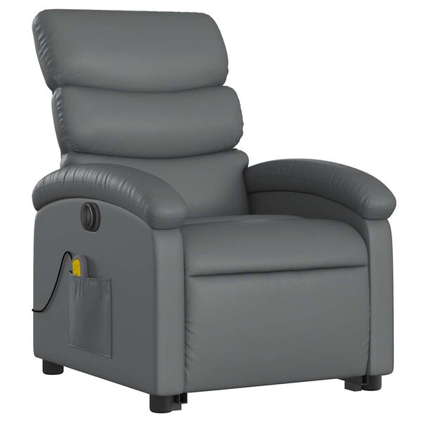 vidaXL Fauteuil inclinable de massage électrique gris similicuir