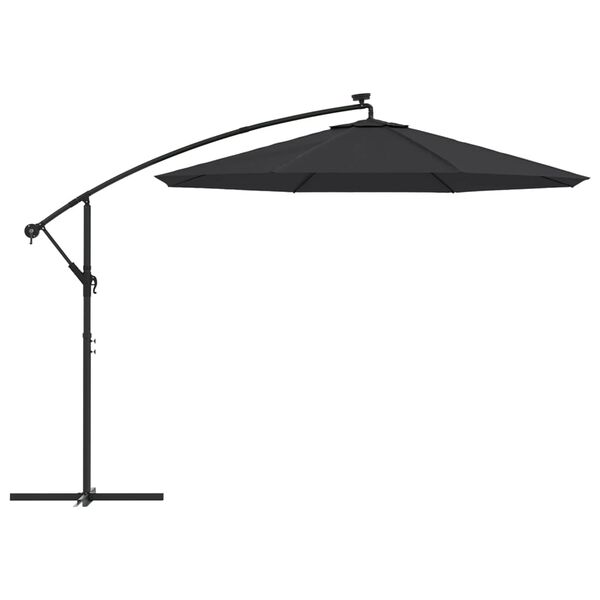 vidaXL Parasol de jardin en porte-&agrave;-faux et lumi&egrave;res LED m&acirc;t en acier