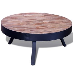 vidaXL Table basse ronde Bois de teck recycl&eacute;