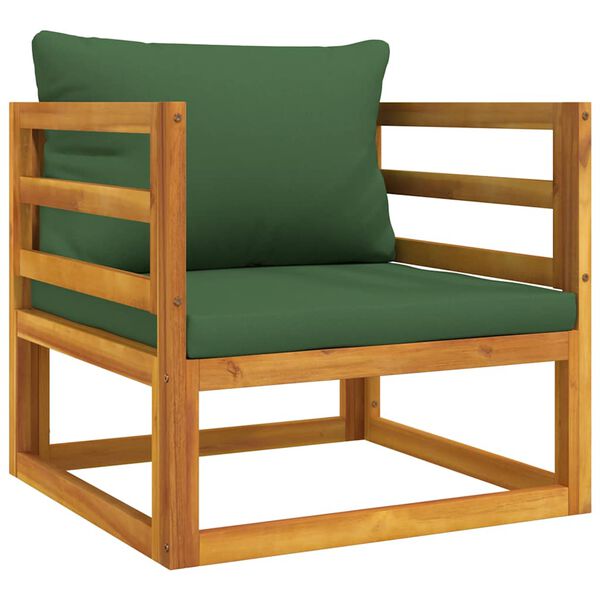 vidaXL Chaise de jardin avec coussins verts bois massif d'acacia