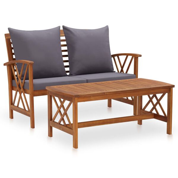 vidaXL Salon de jardin 2 pcs avec coussins bois d'acacia solide