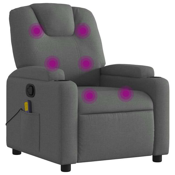 vidaXL Fauteuil inclinable de massage gris fonc&eacute; tissu