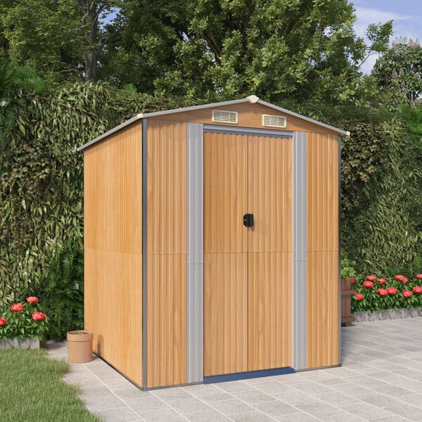 vidaXL Abri de jardin Marron clair 192x191x223 cm Acier galvanis&eacute;