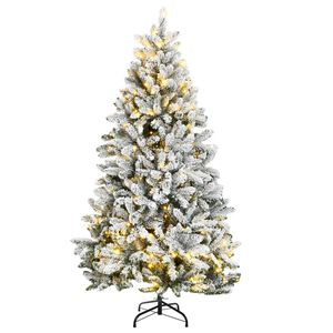 vidaXL Sapin de Noël artificiel à charnière 300LED neige floquée 180cm