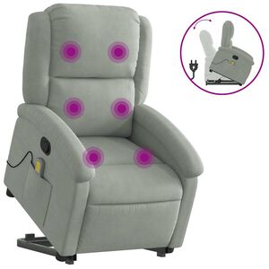 vidaXL Fauteuil inclinable de massage gris clair velours