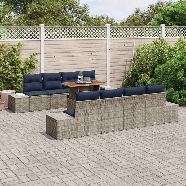 vidaXL Ensemble de salle &agrave; manger pour jardin 7 pcs Gris et marine