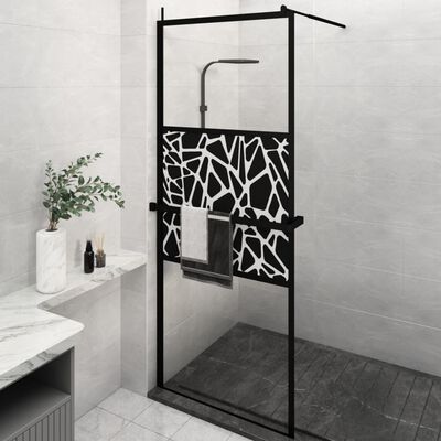 vidaXL Paroi de douche avec étagère Noir 80x195 cm Verre ESG&Aluminium