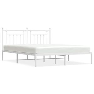 vidaXL Cadre de lit m&eacute;tal sans matelas et t&ecirc;te de lit blanc 183x213 cm