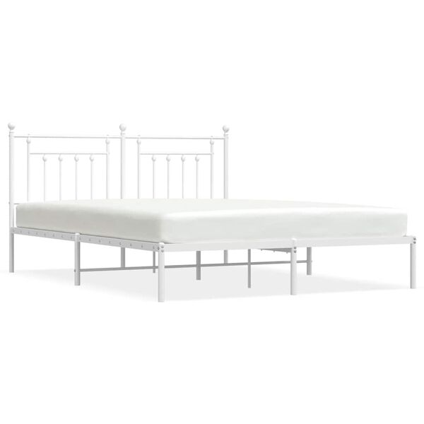 vidaXL Cadre de lit m&eacute;tal sans matelas et t&ecirc;te de lit blanc 183x213 cm