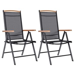 vidaXL Chaises de jardin pliables lot de 2 aluminium et textilène noir