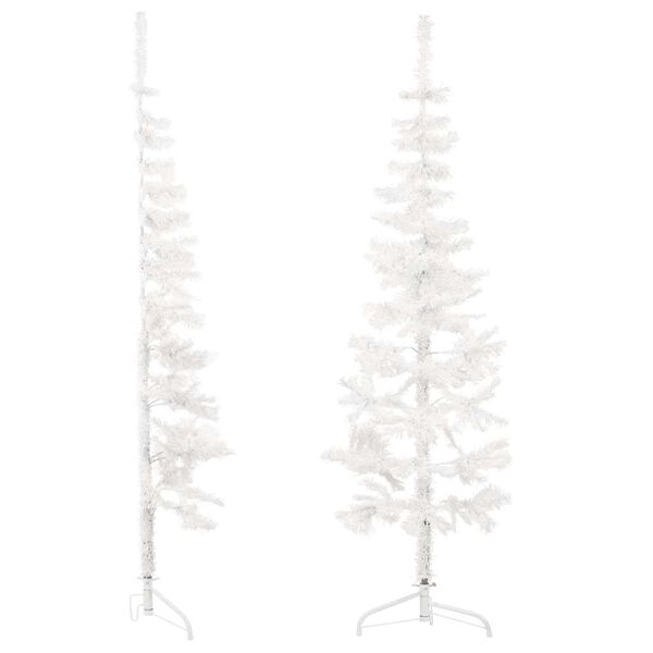 vidaXL Demi sapin de No&euml;l artificiel mince avec support Blanc 120 cm