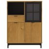 vidaXL Buffet avec porte vitrée FLAM 92x40x122,5 cm bois massif de pin
