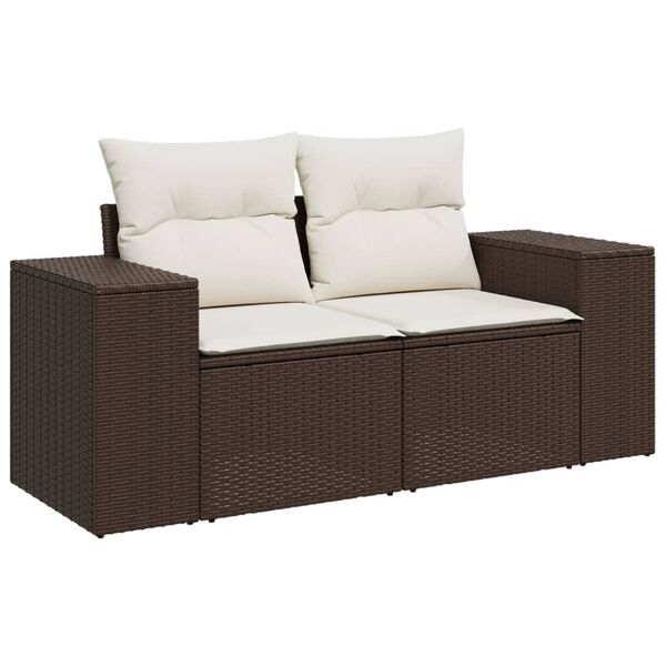 vidaXL Salon de jardin avec coussins 7 pcs marron résine tressée