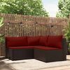 vidaXL Salon de jardin 3 pcs avec coussins marron r&eacute;sine tress&eacute;e