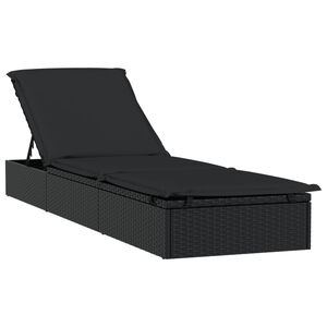 vidaXL Chaise longue 1 pc avec coussin noir 201x55x62cm r&eacute;sine tress&eacute;e