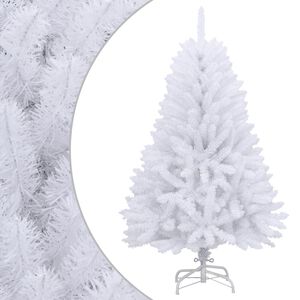 vidaXL Sapin de No&euml;l artificiel &agrave; charni&egrave;res avec support blanc 150 cm