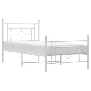 vidaXL Cadre de lit m&eacute;tal sans matelas et pied de lit blanc 100x200 cm