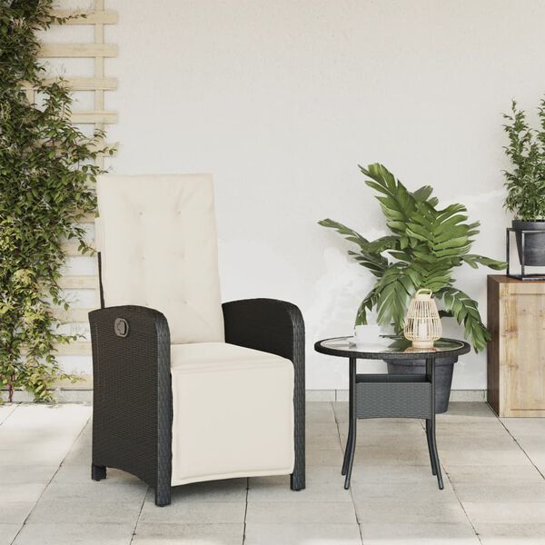 vidaXL Chaise inclinable de jardin et repose-pied noir r&eacute;sine tress&eacute;e