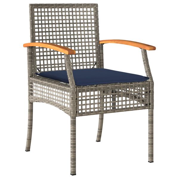 vidaXL Ensemble &agrave; manger de jardin 5 pcs coussins gris r&eacute;sine tress&eacute;e