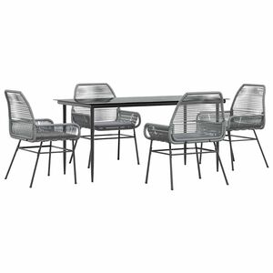 vidaXL Ensemble &agrave; manger jardin coussins 5 pcs gris poly rotin verre
