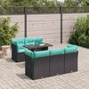 vidaXL Salon de jardin 6 pcs avec coussins noir r&eacute;sine tress&eacute;e acacia