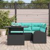 vidaXL Ensemble de canap&eacute; de jardin avec coussin 5 pcs Noir Poly rotin