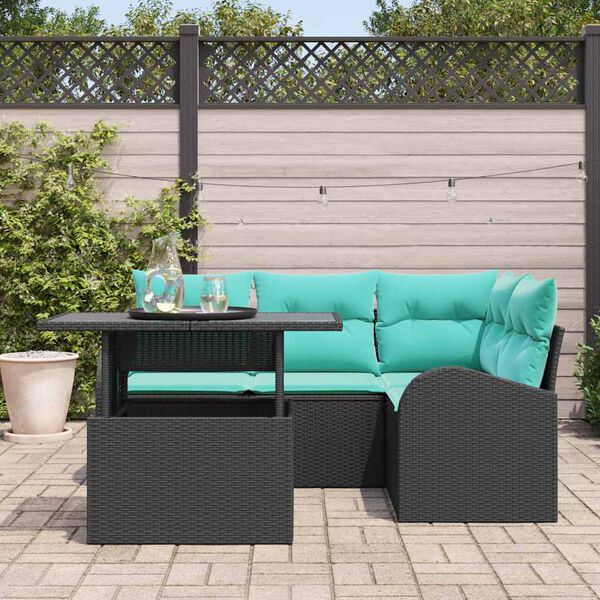vidaXL Ensemble de canap&eacute; de jardin avec coussin 5 pcs Noir Poly rotin