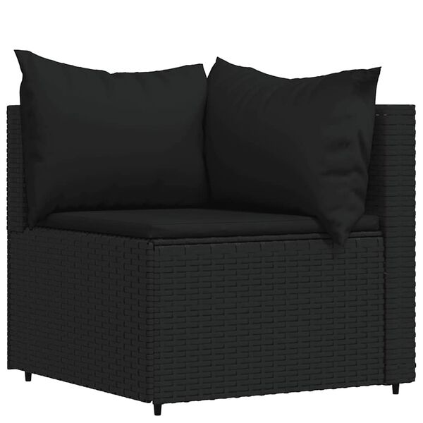 vidaXL Salon de jardin 3 pcs avec coussins Noir R&eacute;sine tress&eacute;e