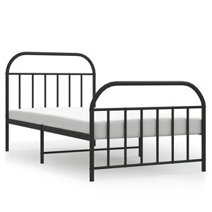 vidaXL Cadre de lit métal sans matelas avec pied de lit noir 100x190cm