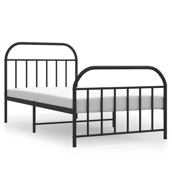 vidaXL Cadre de lit métal sans matelas avec pied de lit noir 100x190cm