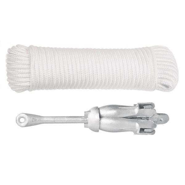 vidaXL Ancre pliable avec corde argenté 3,2 kg fer malléable