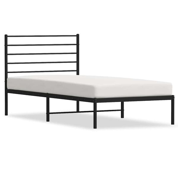 vidaXL Cadre de lit m&eacute;tal sans matelas avec t&ecirc;te de lit noir 100x200cm