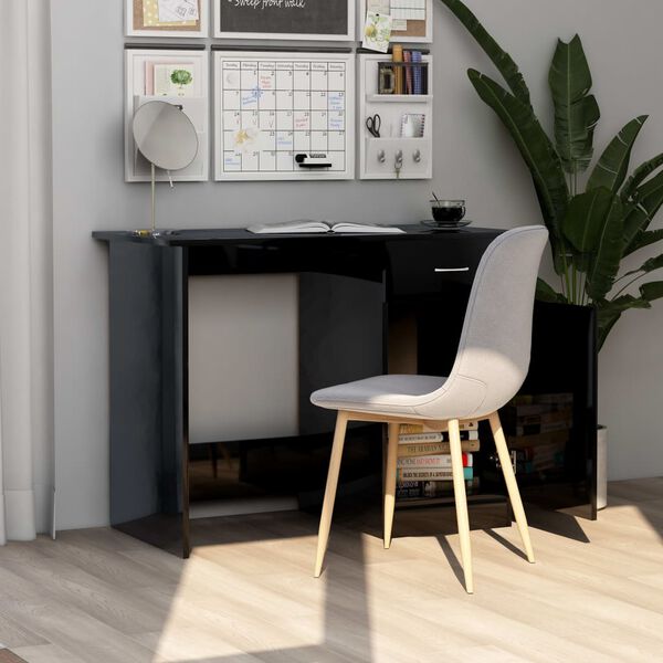 vidaXL Bureau Noir brillant 100 x 50 x 76 cm Aggloméré