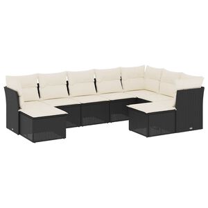 vidaXL Salon de jardin 9 pcs avec coussins noir r&eacute;sine tress&eacute;e