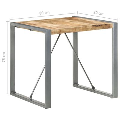 vidaXL Table à manger 80x80x75 cm bois de manguier brut