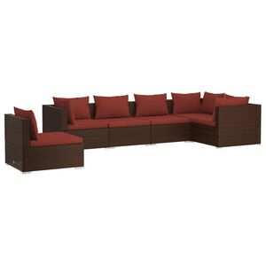 vidaXL Salon de jardin 6 pcs avec coussins R&eacute;sine tress&eacute;e Marron