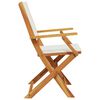vidaXL Chaises de jardin lot de 2 blanc cr&egrave;me bois acacia massif tissu