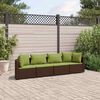 vidaXL Salon de jardin 4 pcs avec coussins marron r&eacute;sine tress&eacute;e