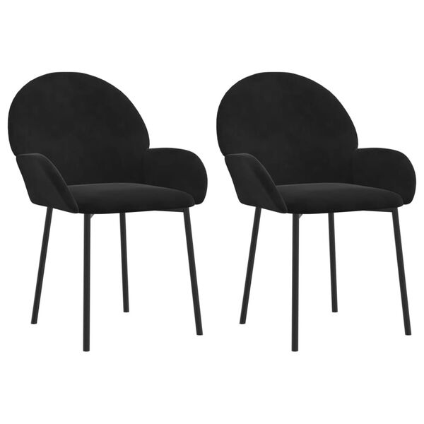 vidaXL Chaises à manger lot de 2 Noir Velours