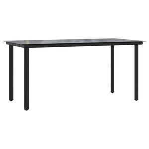vidaXL Table &agrave; d&icirc;ner de jardin Noir 160x80x74 cm Acier et verre tremp&eacute;