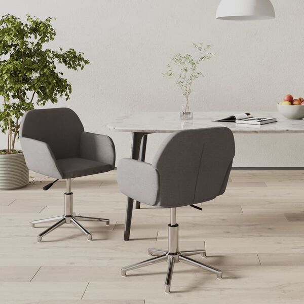 vidaXL Chaises pivotantes à manger lot de 2 Gris clair Tissu