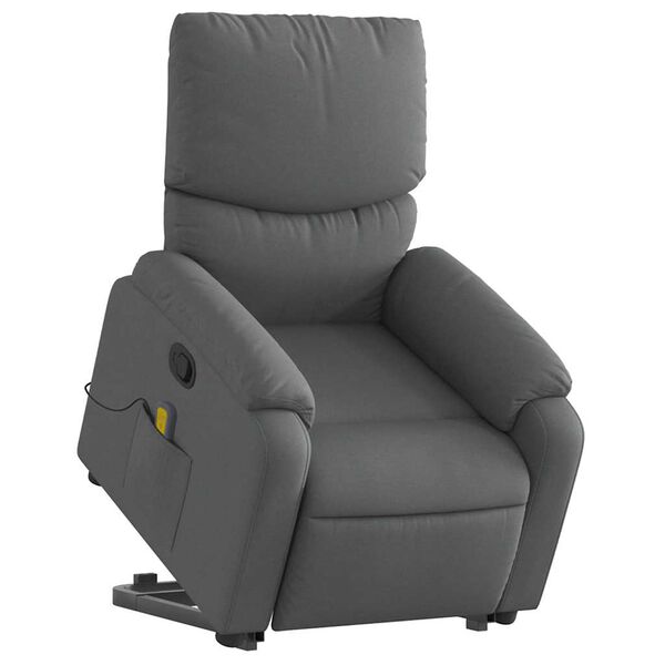 vidaXL Fauteuil inclinable de massage gris fonc&eacute; tissu