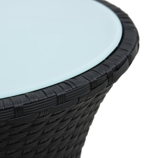 vidaXL Table d'appoint de jardin Forme de tambour Noir R&eacute;sine tress&eacute;e