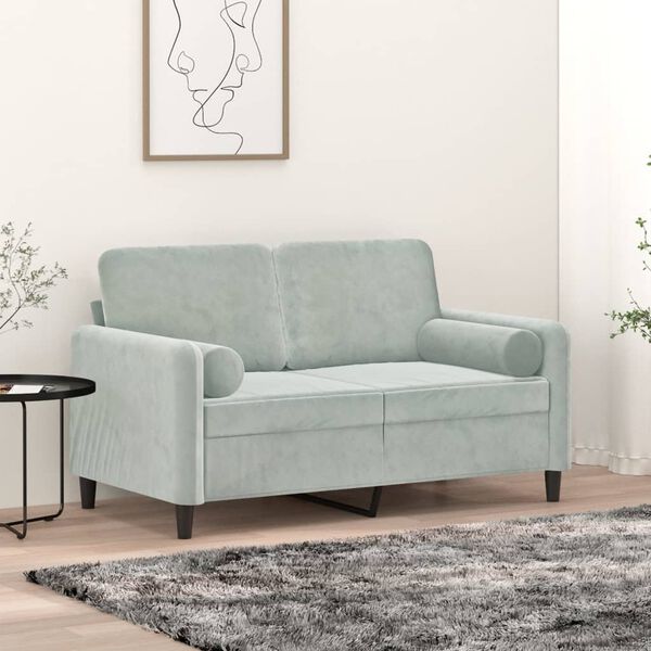 vidaXL Coussins décoratifs lot de 2 Gris clair Ø15x50 cm Velours