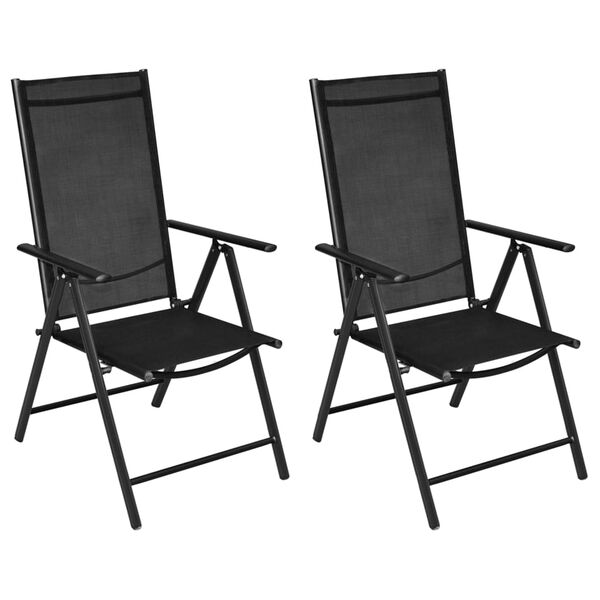 vidaXL Chaises pliables de jardin lot de 2 Aluminium et textilène Noir