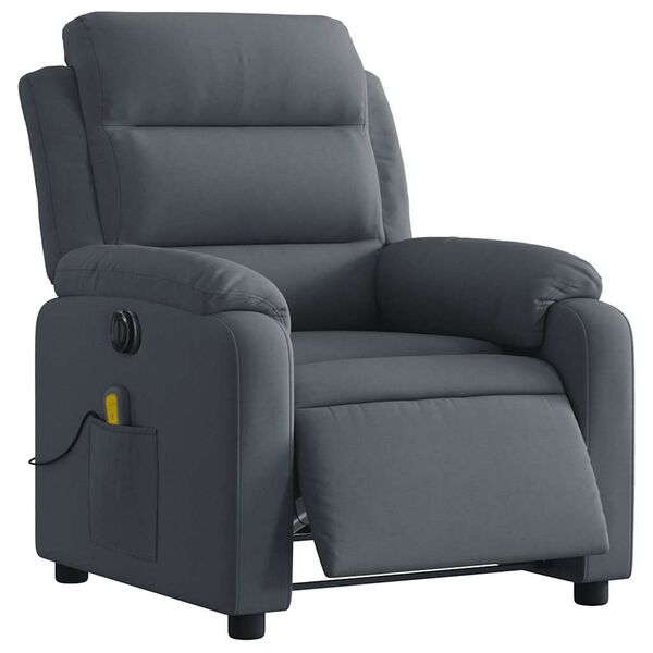 vidaXL Fauteuil inclinable de massage électrique gris foncé velours