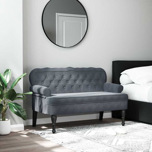 vidaXL Banc avec dossier gris foncé 119,5x64,5x75 cm velours